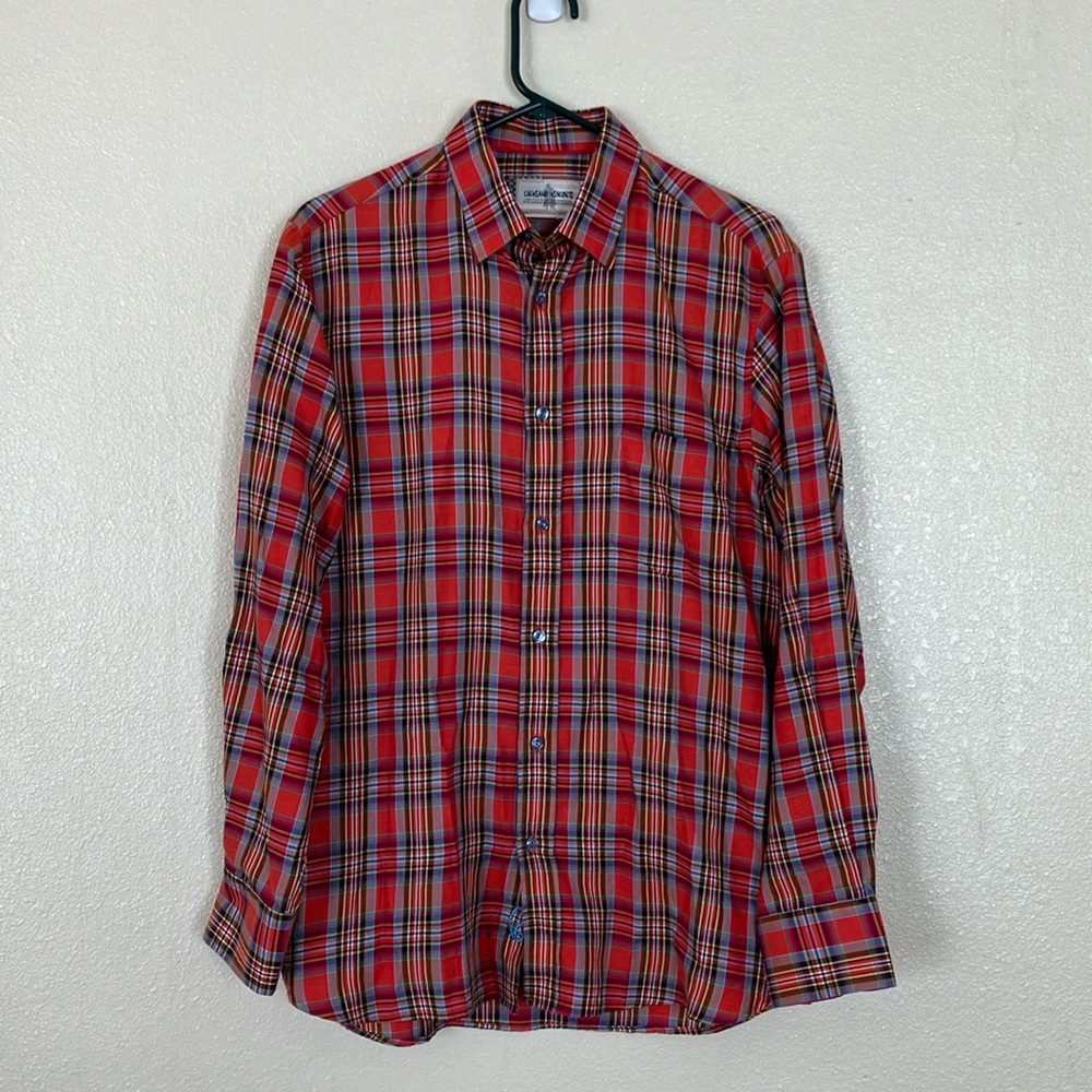 Luchiano Visconti Plaid Button Down Shirt, M
